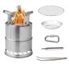 Outdoor Mini Stainless Steel Folding Wood Stove Wood Stove Portable BBQ Camping Stove