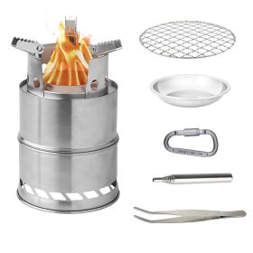 Outdoor Mini Stainless Steel Folding Wood Stove Wood Stove Portable BBQ Camping Stove
