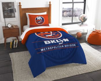 Islanders OFFICIAL National Hockey League; Bedding; "Draft" Twin Printed Comforter (64"x 86") & 1 Sham (24"x 30") Set by The Northwest Company