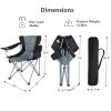 YSSOA Oversized Camping Folding Chair with Cup Holder; Side Cooler Bag; Heavy Duty Steel Frame Fully Padded Quad Armchair for Outdoors; 1-Pack; Grey