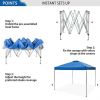 10x10ft Pop-up Canopy Tent Straight Legs Instant Canopy for Outside with Wheeled Bag - Blue