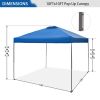 10x10ft Pop-up Canopy Tent Straight Legs Instant Canopy for Outside with Wheeled Bag - Blue