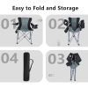 YSSOA Oversized Camping Folding Chair with Cup Holder; Side Cooler Bag; Heavy Duty Steel Frame Fully Padded Quad Armchair for Outdoors; 1-Pack; Grey