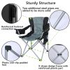 YSSOA Oversized Camping Folding Chair with Cup Holder; Side Cooler Bag; Heavy Duty Steel Frame Fully Padded Quad Armchair for Outdoors; 1-Pack; Grey