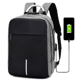 Men's Anti-theft Backpack USB Notebook Bag (Color: Grey)