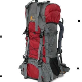 60L Waterproof hiking Cam Travel Bag Climbing Backpack (Color: Red)