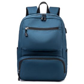 Waterproof Backpack  USB Charging Male Backpack Large 15.6 Inch Laptop Computer Rucksack Men School Backpack Bag (Color: Blue)