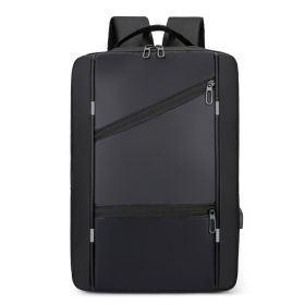 New Computer Bag Men's Business Simple Multi-functional Backpack Usb Charging (Color: Black)