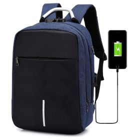Men's Anti-theft Backpack USB Notebook Bag (Color: Dark Blue)