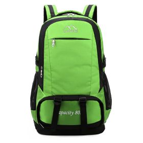 Double Shoulder Backpack Men's 60L Large Capacity Travel Hiking Bag (Color: Green)