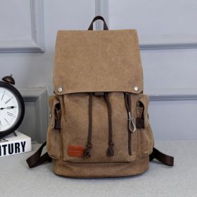 Retro Men's Casual Backpack Fashion Canvas Large Capacity (Color: Coffee)