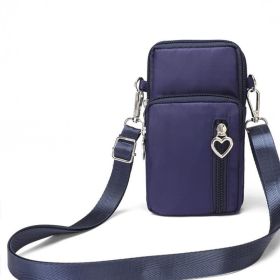 Girls Wallet Wallet Pocket Ladies Messenger Money Bag Card Case Ladies Ladies Wallet Small Bag Mini Shoulder Mobile Phone Bag (Option: Dark Blue-large)