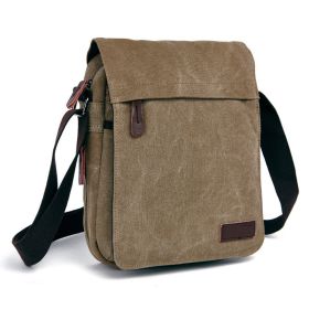 Men's Messenger Bag Canvas Shoulder Bag (Color: Khaki)