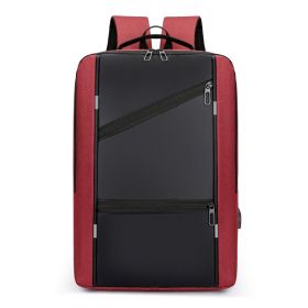New Computer Bag Men's Business Simple Multi-functional Backpack Usb Charging (Color: Red)