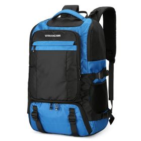 Thermal Insulation Thickened Waterproof Picnic Bag Double Shoulder Ice Pack Large Capacity Picnic Backpack (Color: Blue)