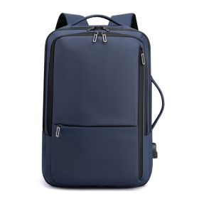 Fashion Solid Color Business Lightweight Expansion Computer Backpack (Color: Blue)