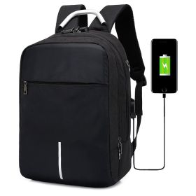 Men's Anti-theft Backpack USB Notebook Bag (Color: Black)