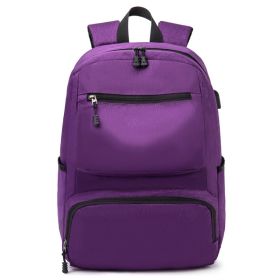 Waterproof Backpack  USB Charging Male Backpack Large 15.6 Inch Laptop Computer Rucksack Men School Backpack Bag (Color: Purple)