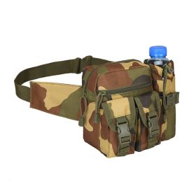 Tactical Waist Bag Denim Waist bag With Water Bottle Holder For Outdoor Traveling Camping Hunting Cycling (Color: Jungle Camouflage)