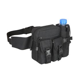 Tactical Waist Bag Denim Waist bag With Water Bottle Holder For Outdoor Traveling Camping Hunting Cycling (Color: Black)