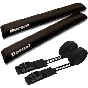 DORSAL Sunguard (No Fade) Aero Roof Rack Pads and 15 ft Straps for Car Surfboard Kayak SUP Snowboard (size: 28")