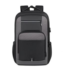 Backpack USB Charging Backpack Business Laptop Bag (Color: Grey)